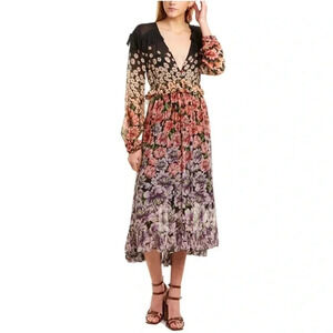 Farm Rio rain garden floral midi dress